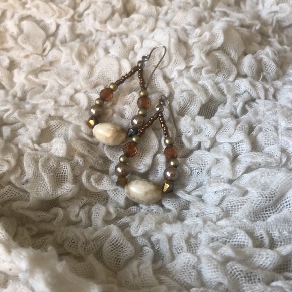 Brown Beaded Earrings - Picture 1 of 2